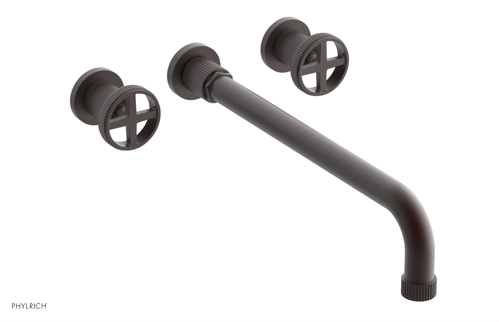 Phylrich Dustrie Grooved 14" Spout Wall Tub Set with Cross Handle by Phylrich