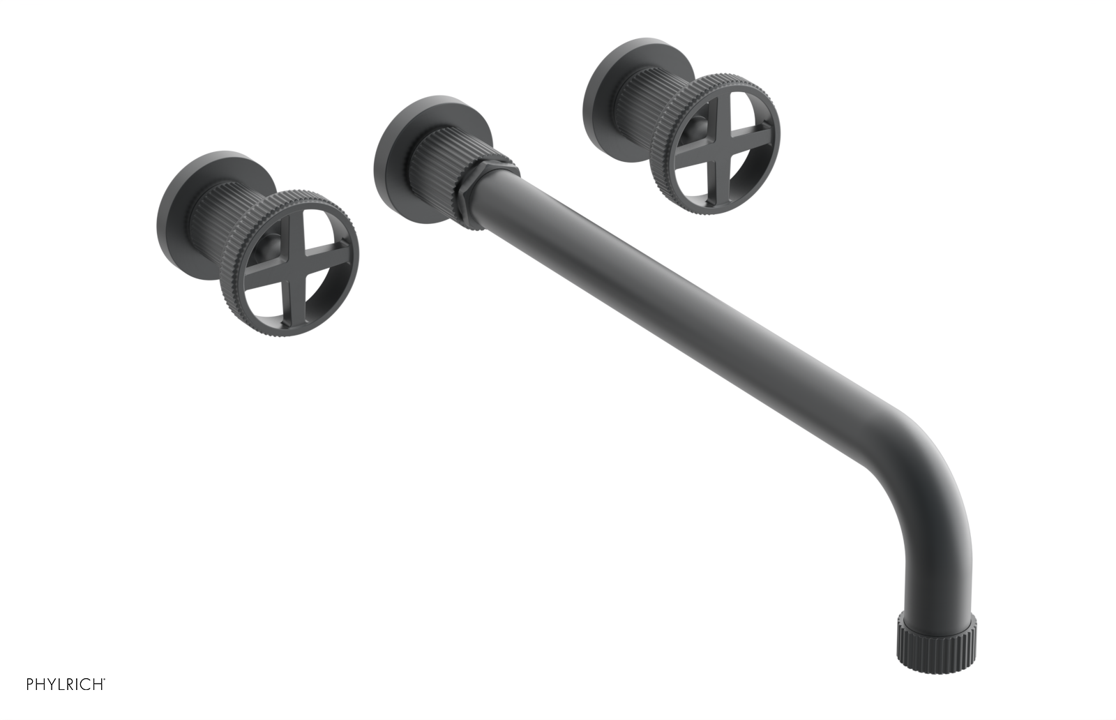 Phylrich Dustrie Grooved 14" Spout Wall Tub Set with Cross Handle by Phylrich