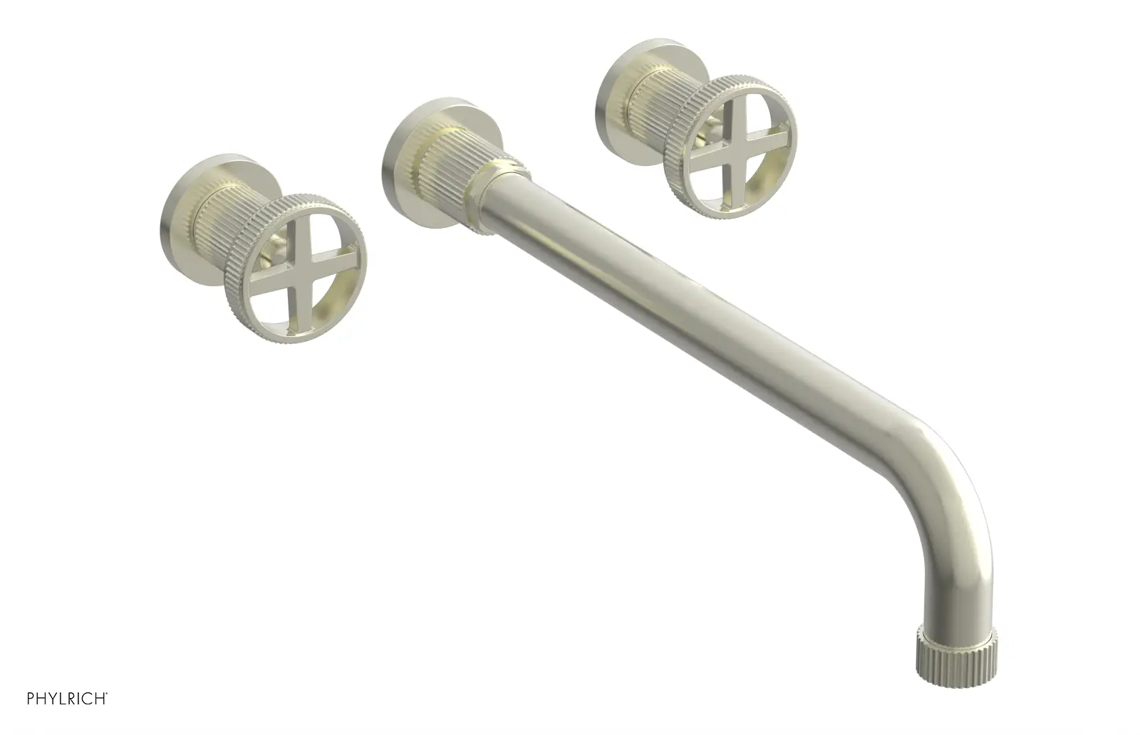 Phylrich Dustrie Grooved 14" Spout Wall Lavatory Set with Cross Handle by Phylrich