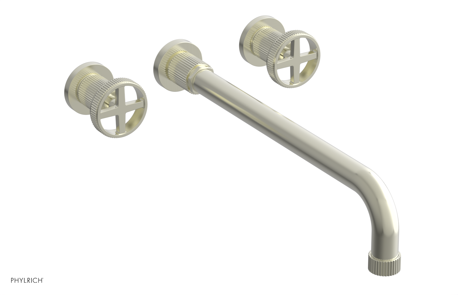 Phylrich Dustrie Grooved 14" Spout Wall Tub Set with Cross Handle by Phylrich