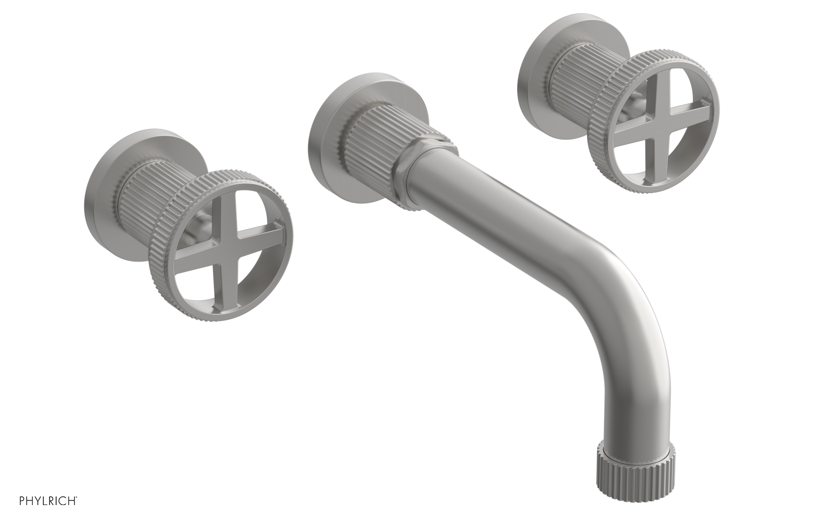 Phylrich Dustrie Grooved 7 5/8" Spout Wall Lavatory Set with Cross Handle by Phylrich