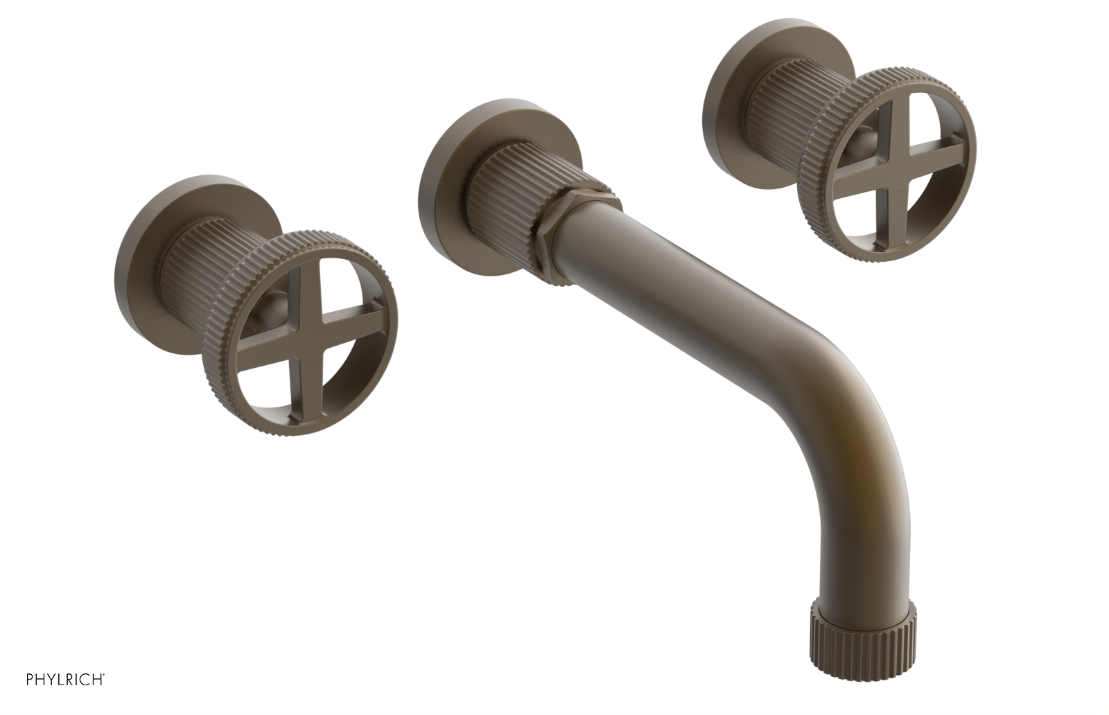 Phylrich Dustrie Grooved 7 5/8" Spout Wall Tub Set with Cross Handle by Phylrich