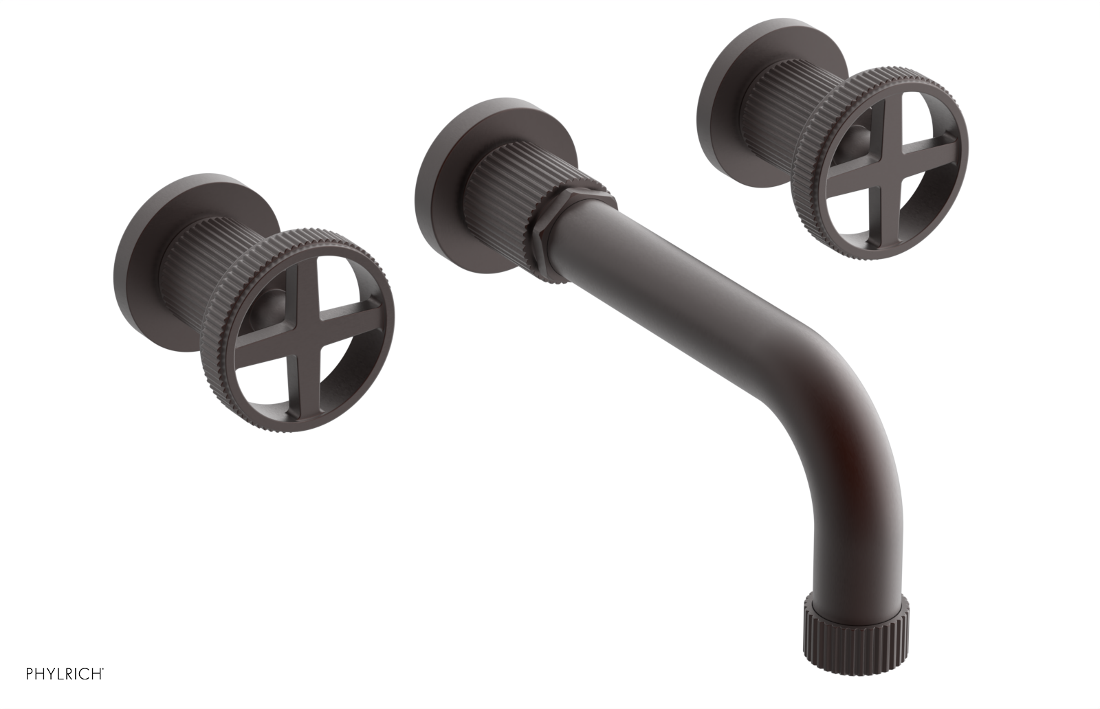 Phylrich Dustrie Grooved 7 5/8" Spout Wall Lavatory Set with Cross Handle by Phylrich