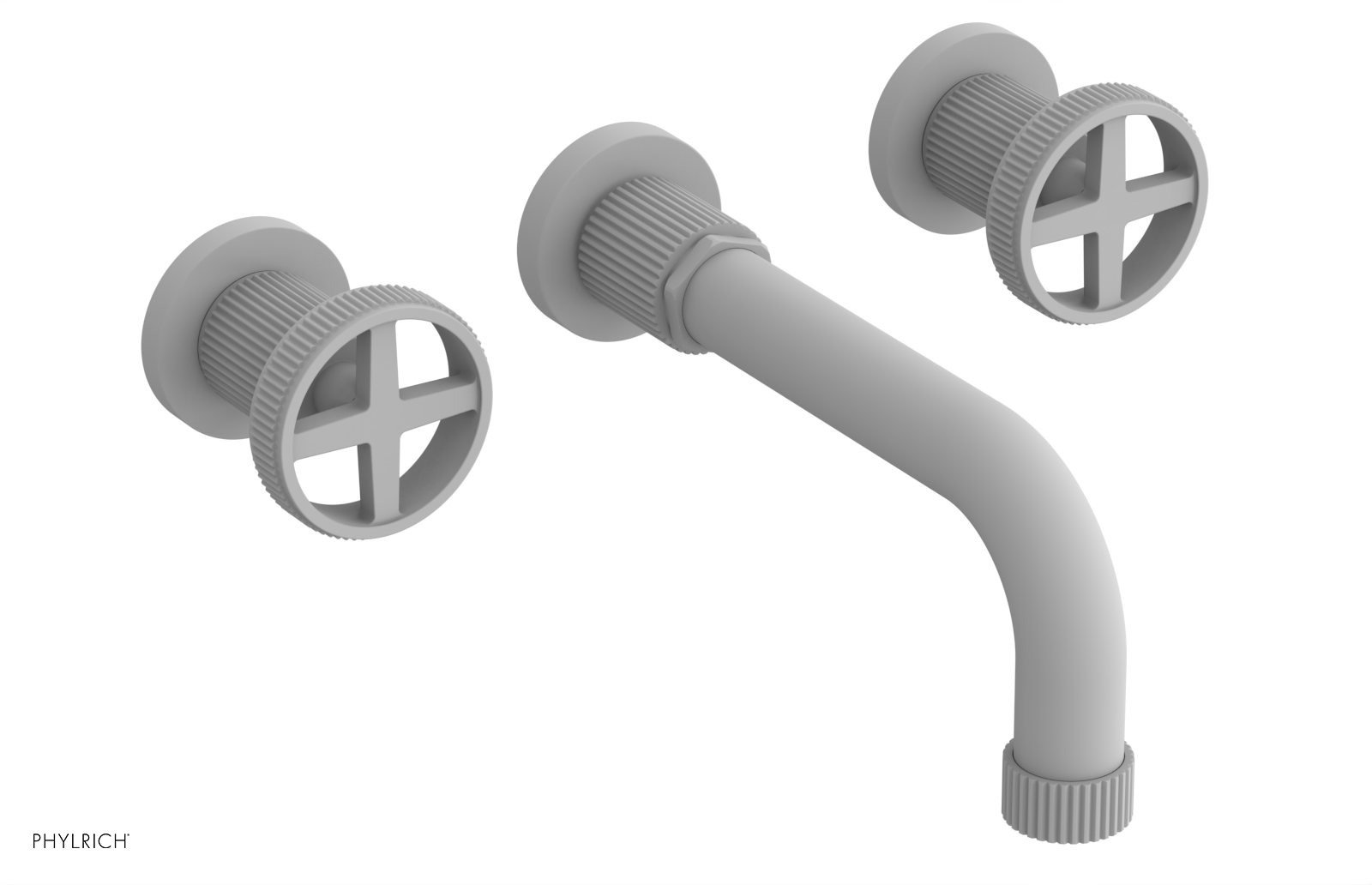 Phylrich Dustrie Grooved 7 5/8" Spout Wall Lavatory Set with Cross Handle by Phylrich