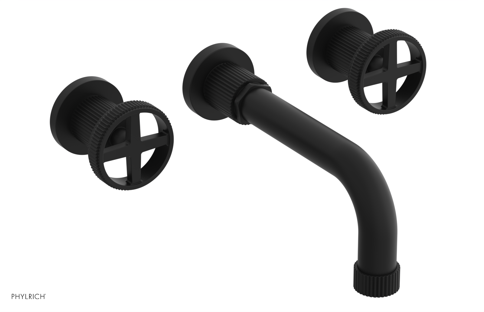 Phylrich Dustrie Grooved 7 5/8" Spout Wall Tub Set with Cross Handle by Phylrich