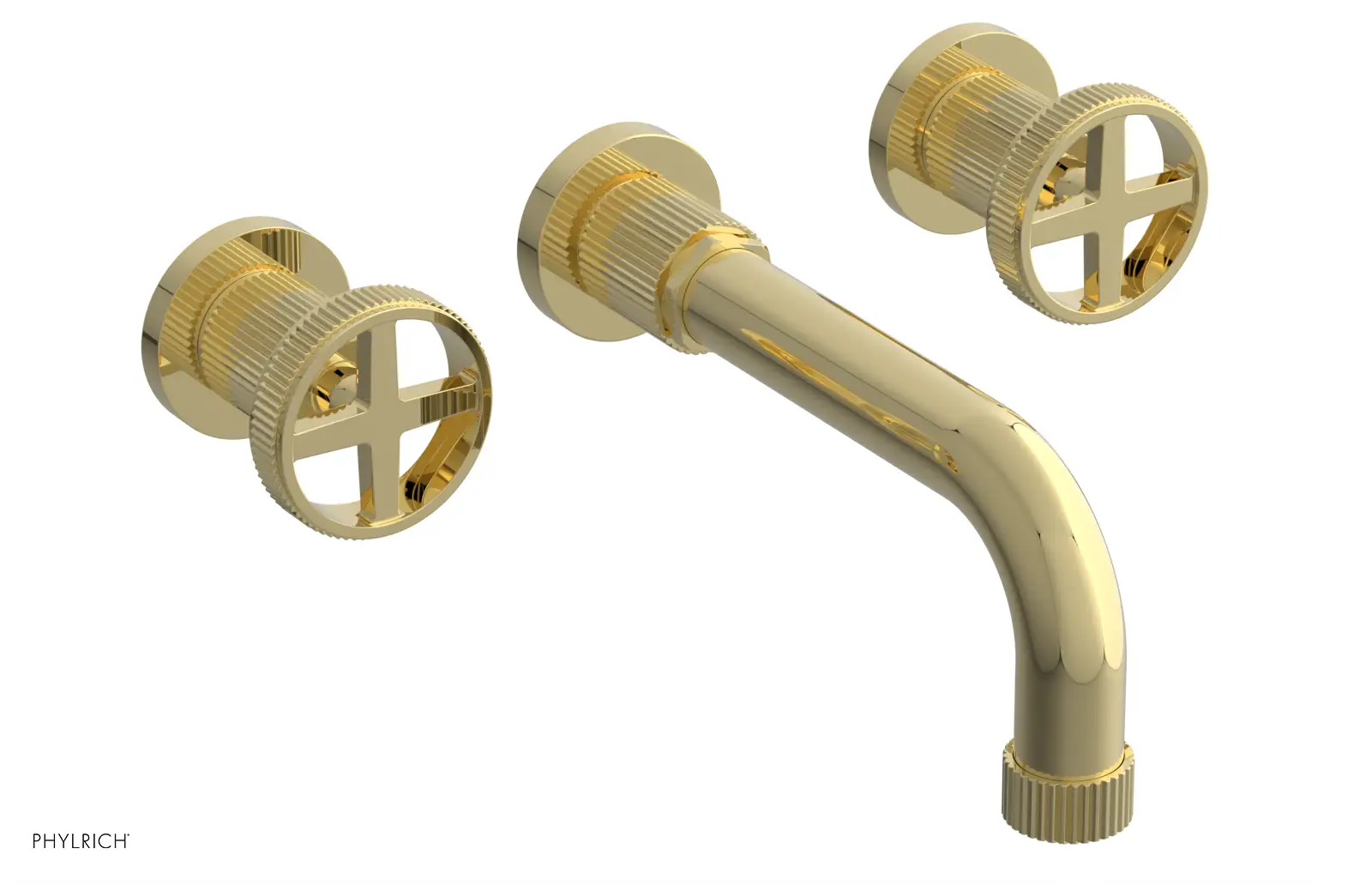 Phylrich Dustrie Grooved 7 5/8" Spout Wall Tub Set with Cross Handle by Phylrich