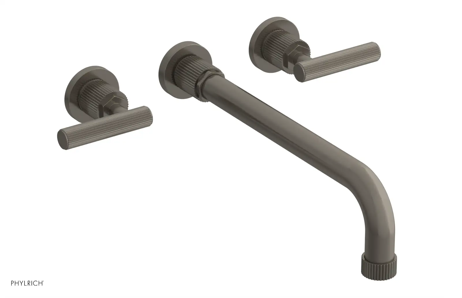 Phylrich Dustrie Grooved 12" Spout Wall Lavatory Set with Lever Handle by Phylrich
