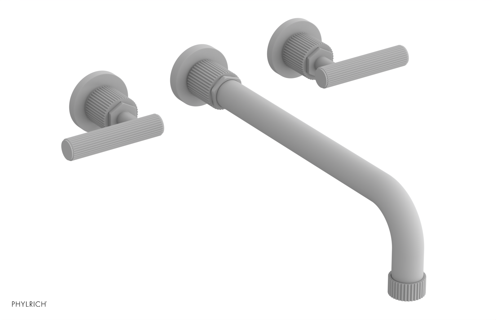 Phylrich Dustrie Grooved 12" Spout Wall Lavatory Set with Lever Handle by Phylrich
