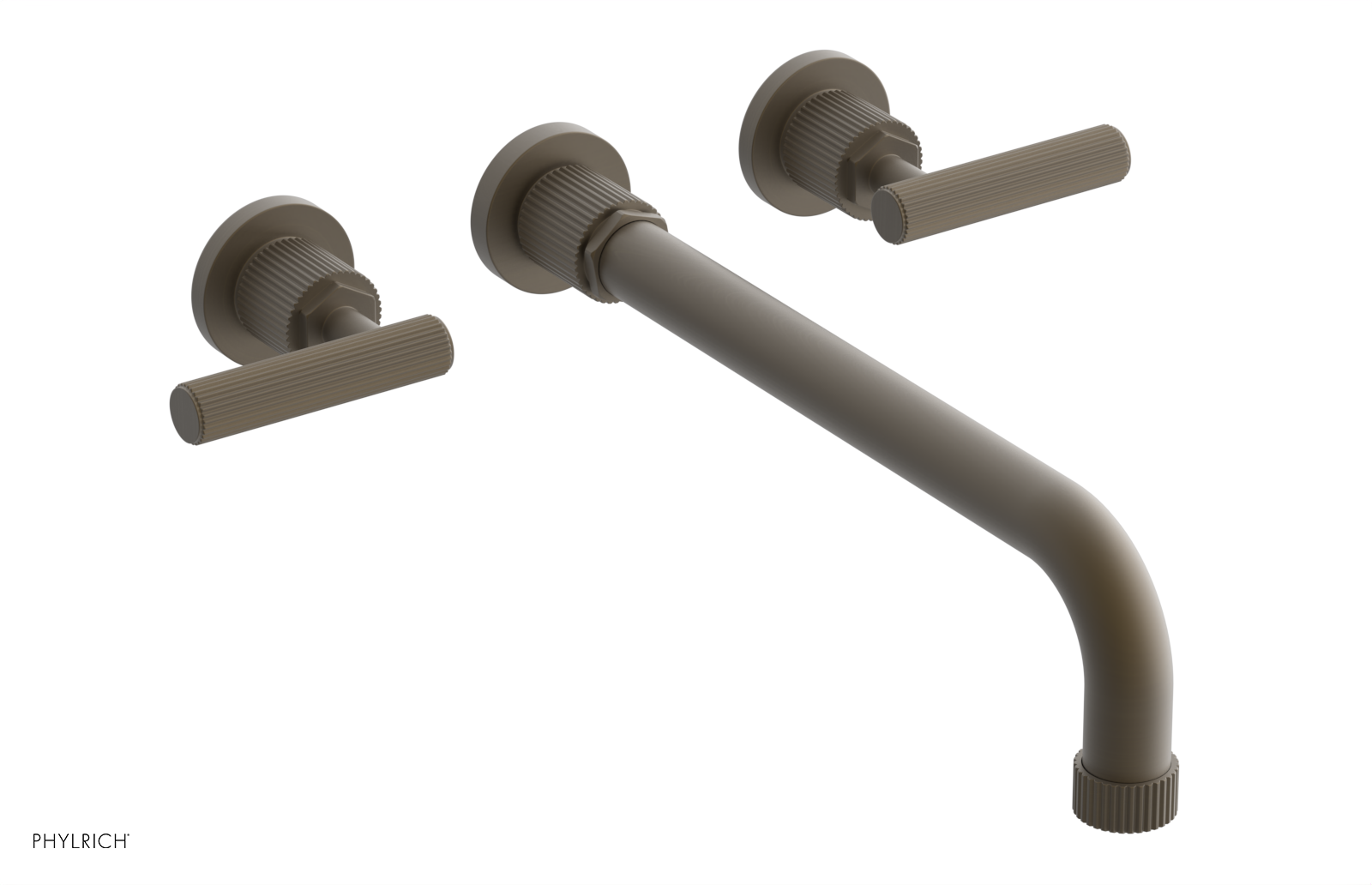 Phylrich Dustrie Grooved 12" Spout Wall Lavatory Set with Lever Handle by Phylrich