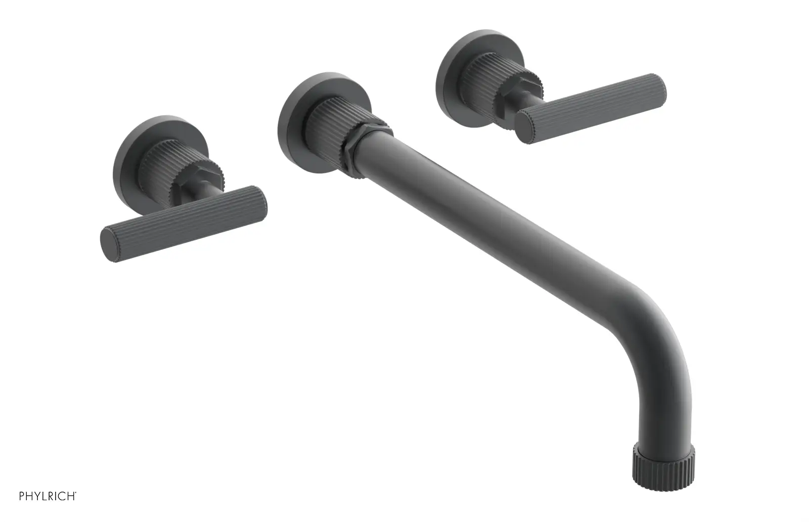 Phylrich Dustrie Grooved 12" Spout Wall Lavatory Set with Lever Handle by Phylrich