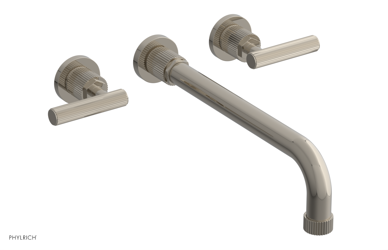 Phylrich Dustrie Grooved 12" Spout Wall Lavatory Set with Lever Handle by Phylrich