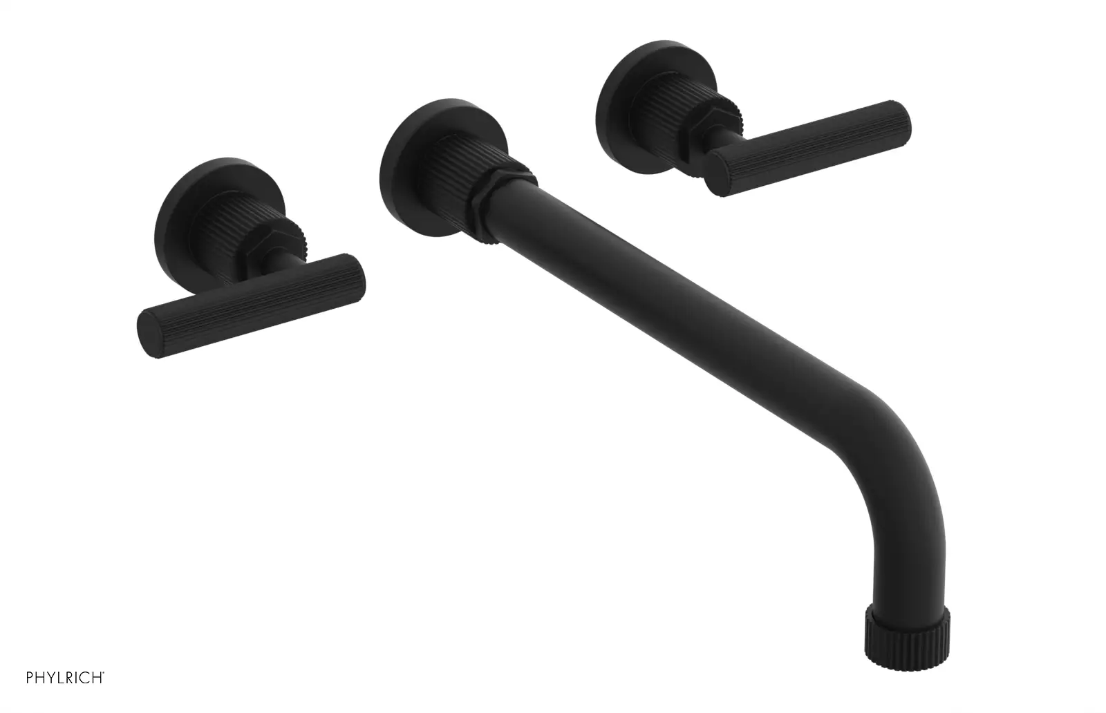 Phylrich Dustrie Grooved 12" Spout Wall Lavatory Set with Lever Handle by Phylrich