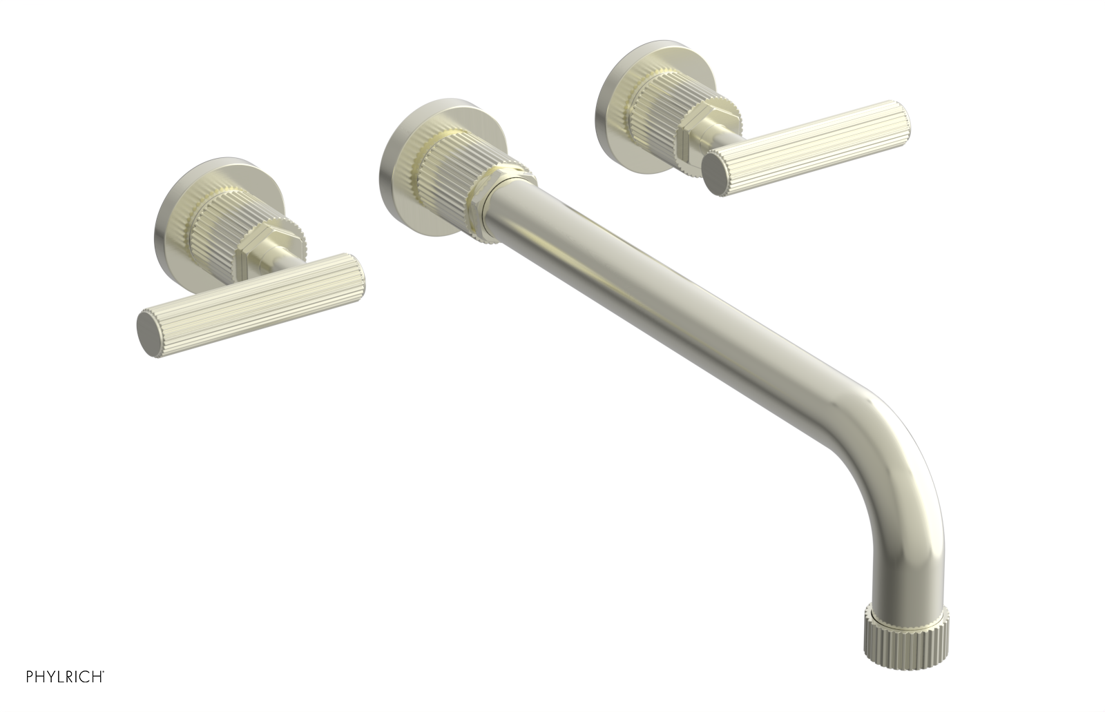 Phylrich Dustrie Grooved 12" Spout Wall Lavatory Set with Lever Handle by Phylrich