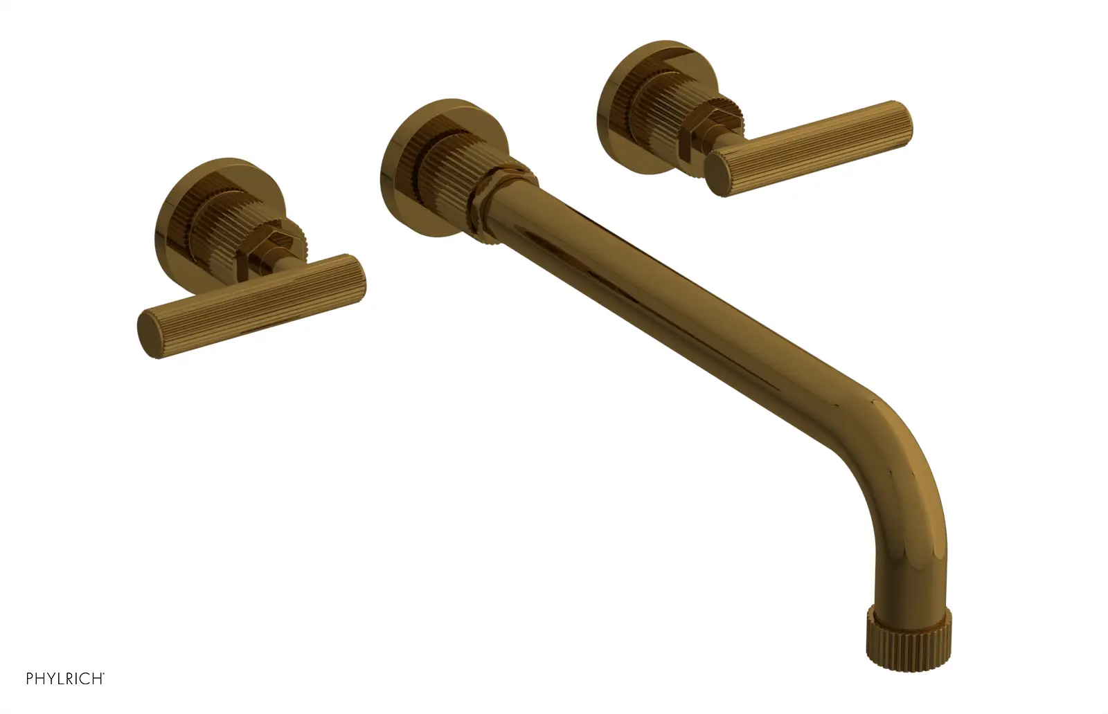 Phylrich Dustrie Grooved 12" Spout Wall Lavatory Set with Lever Handle by Phylrich