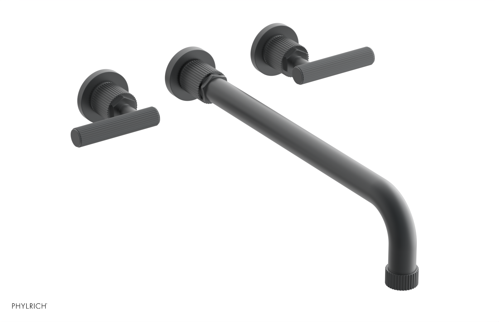 Phylrich Dustrie Grooved 14" Spout Wall Lavatory Set with Lever Handle by Phylrich