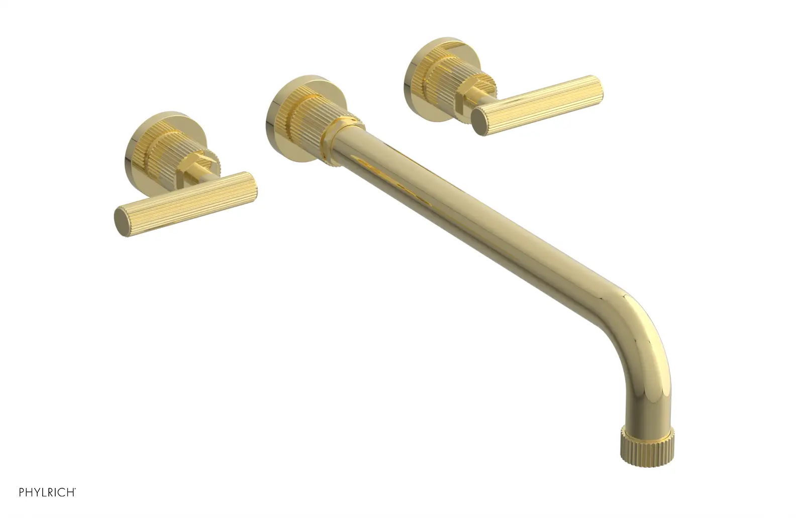 Phylrich Dustrie Grooved 14" Spout Wall Lavatory Set with Lever Handle by Phylrich