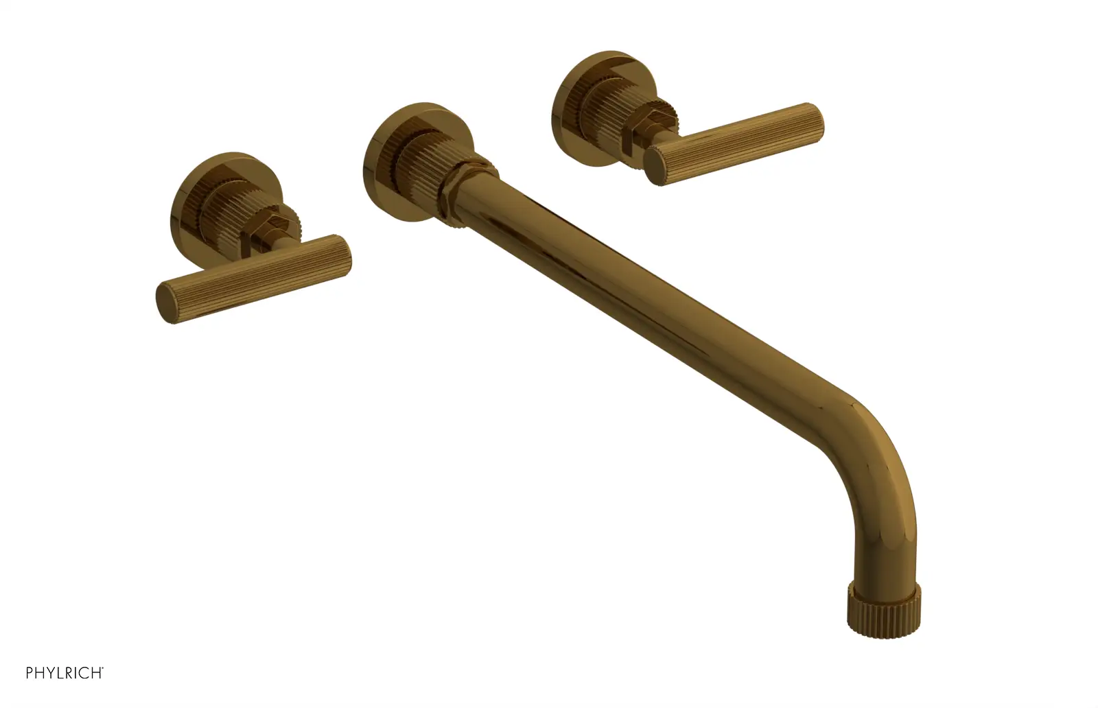 Phylrich Dustrie Grooved 14" Spout Wall Lavatory Set with Lever Handle by Phylrich
