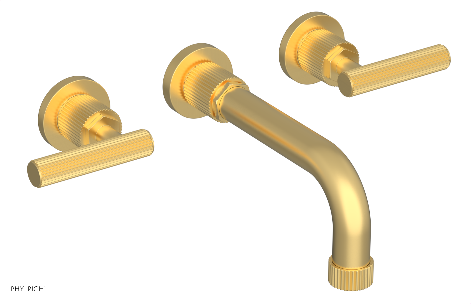 Phylrich Dustrie Grooved 7 5/8" Spout Wall Tub Set with Lever Handle