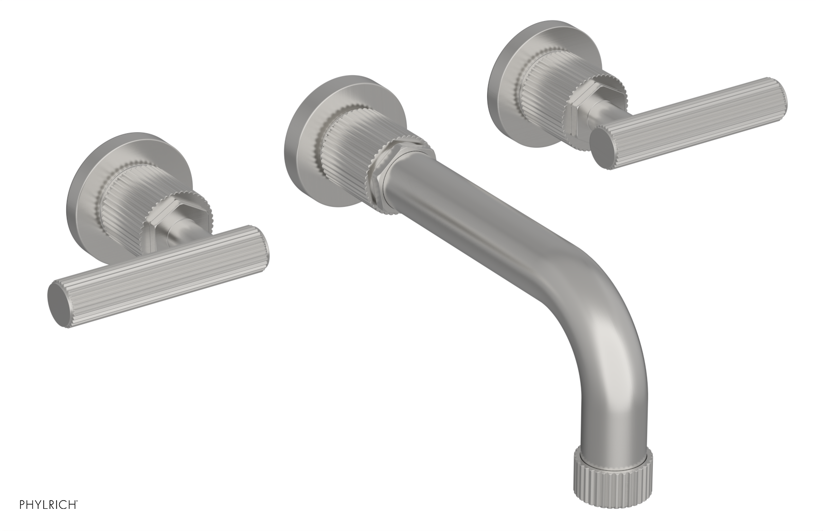 Phylrich Dustrie Grooved 7 5/8" Spout Wall Lavatory Set with Lever Handle by Phylrich