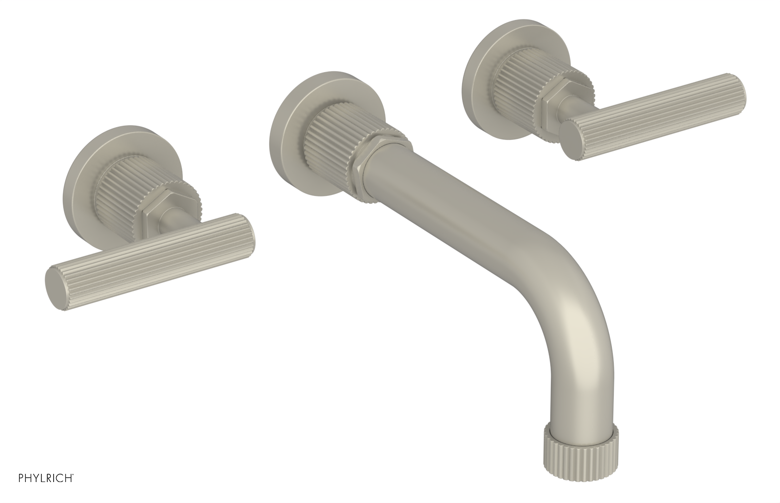 Phylrich Dustrie Grooved 7 5/8" Spout Wall Lavatory Set with Lever Handle