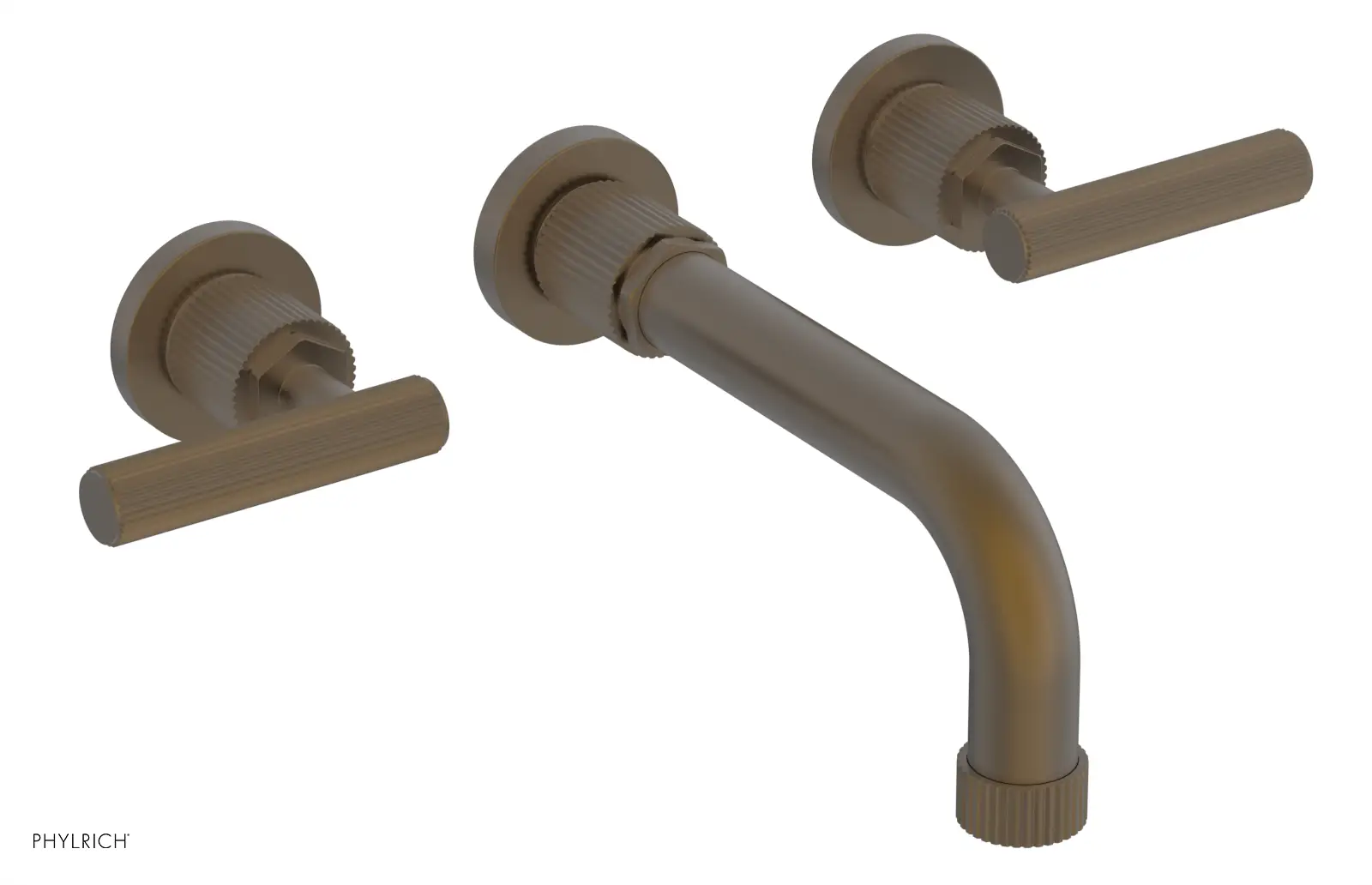 Phylrich Dustrie Grooved 7 5/8" Spout Wall Lavatory Set with Lever Handle by Phylrich