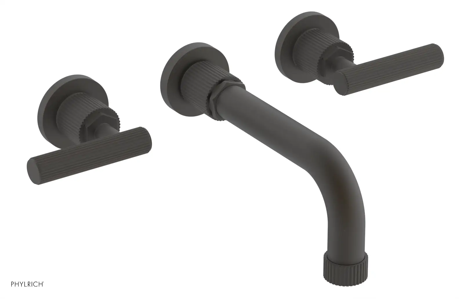 Phylrich Dustrie Grooved 7 5/8" Spout Wall Lavatory Set with Lever Handle by Phylrich