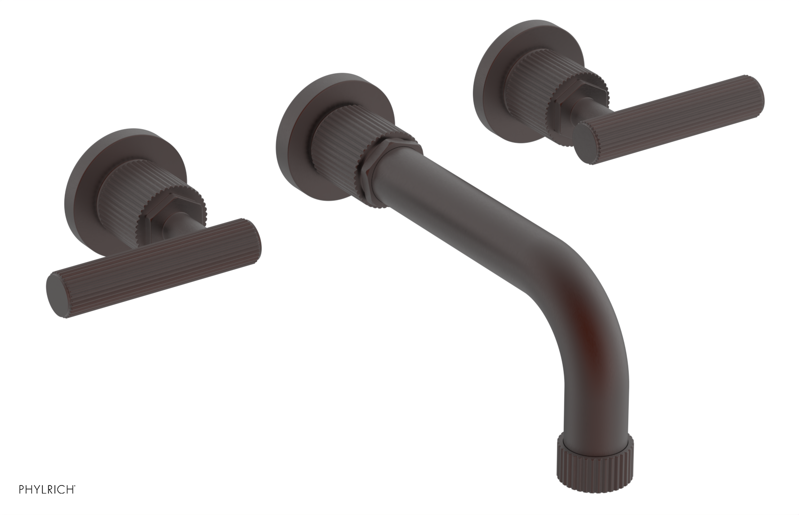 Phylrich Dustrie Grooved 7 5/8" Spout Wall Lavatory Set with Lever Handle by Phylrich