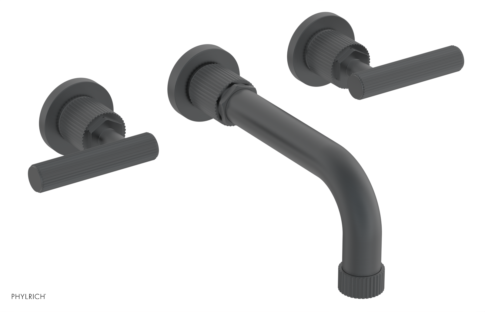 Phylrich Dustrie Grooved 7 5/8" Spout Wall Lavatory Set with Lever Handle by Phylrich