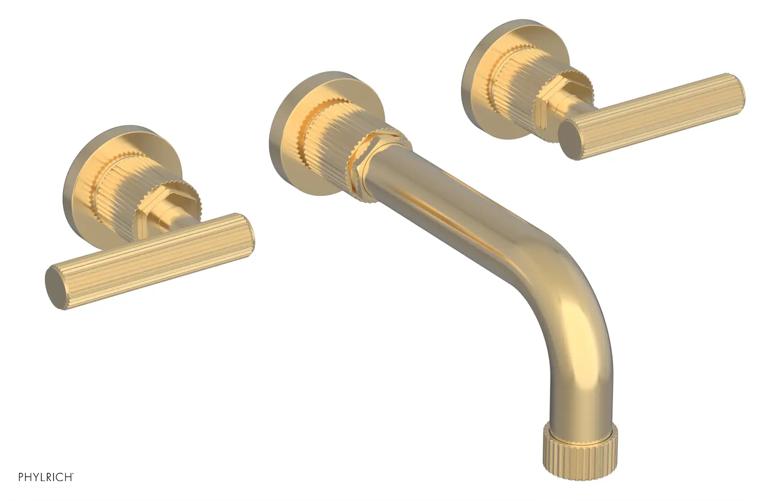 Phylrich Dustrie Grooved 7 5/8" Spout Wall Lavatory Set with Lever Handle by Phylrich