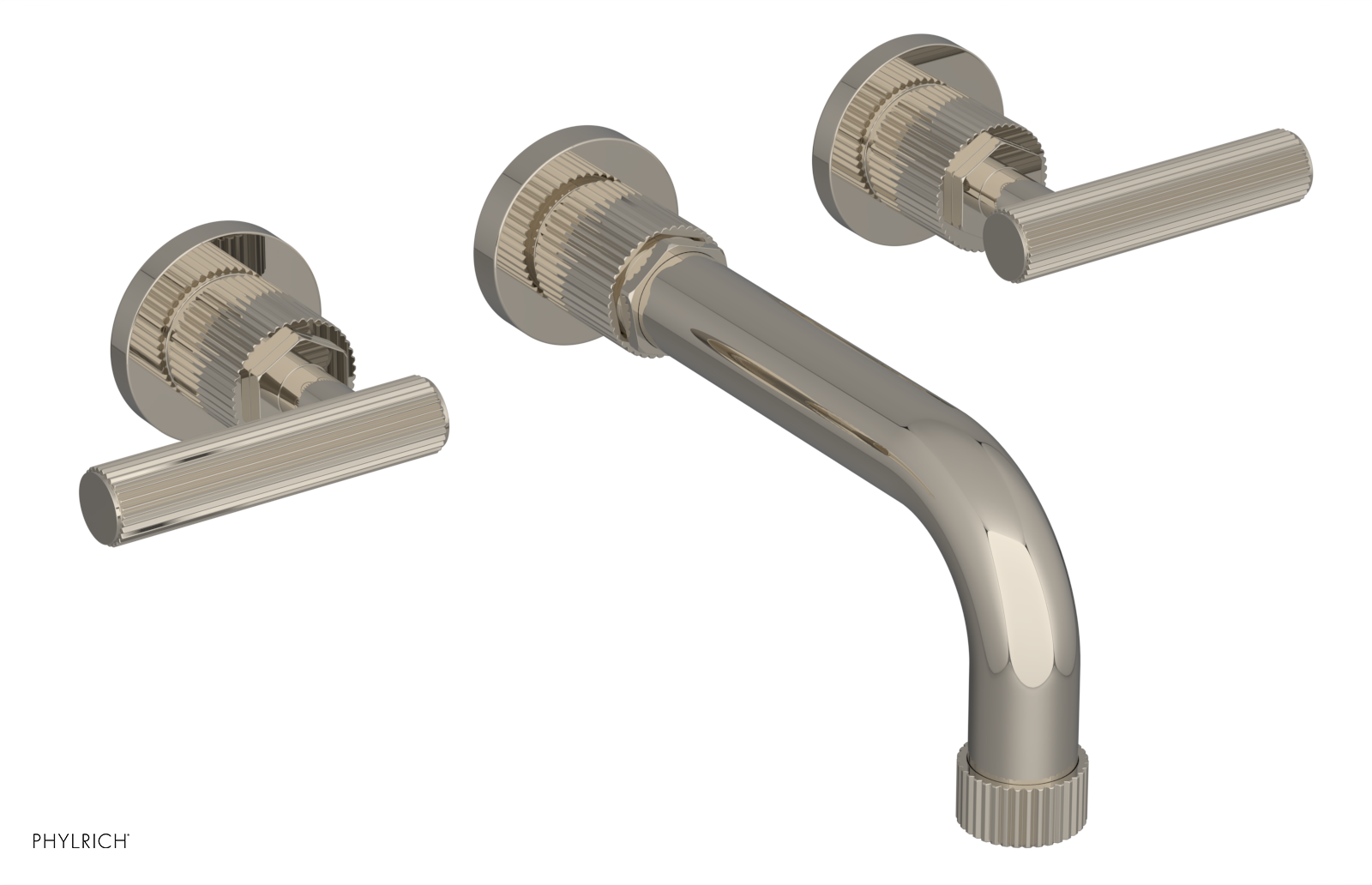 Phylrich Dustrie Grooved 7 5/8" Spout Wall Lavatory Set with Lever Handle by Phylrich