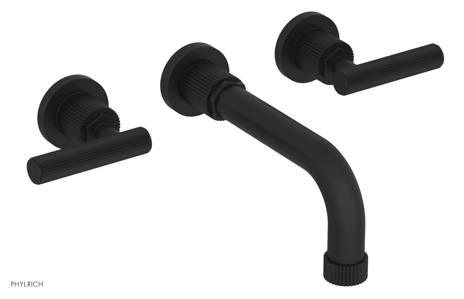 Phylrich Dustrie Grooved 7 5/8" Spout Wall Lavatory Set with Lever Handle by Phylrich