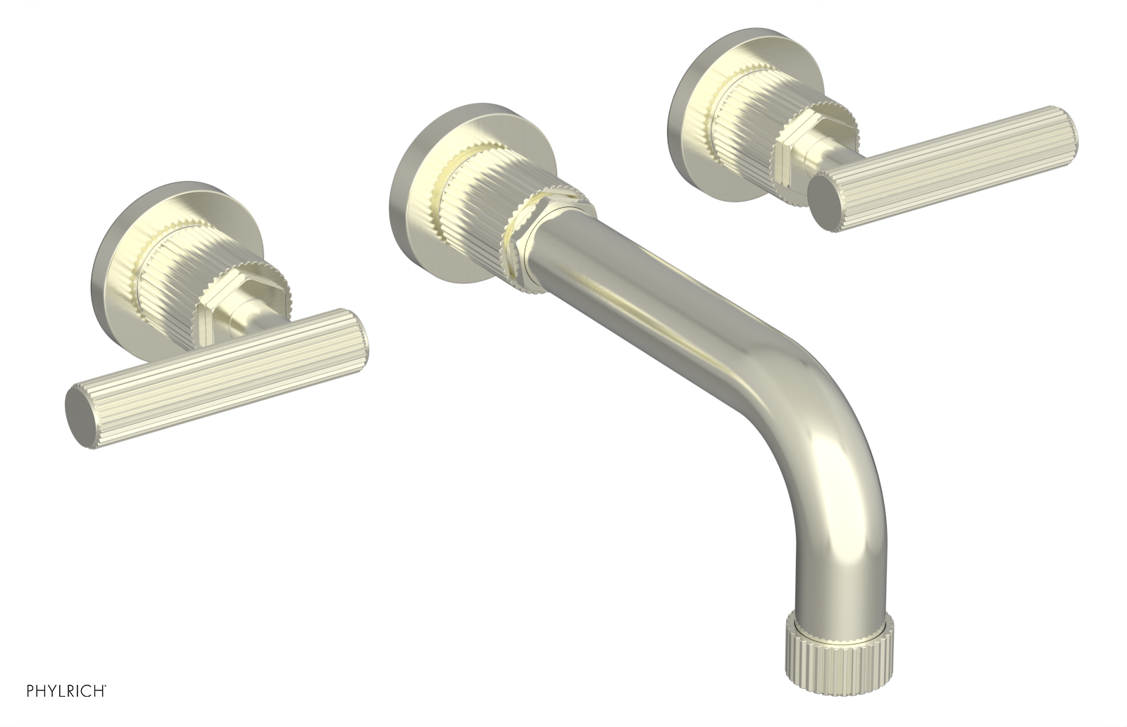 Phylrich Dustrie Grooved 7 5/8" Spout Wall Tub Set with Lever Handle