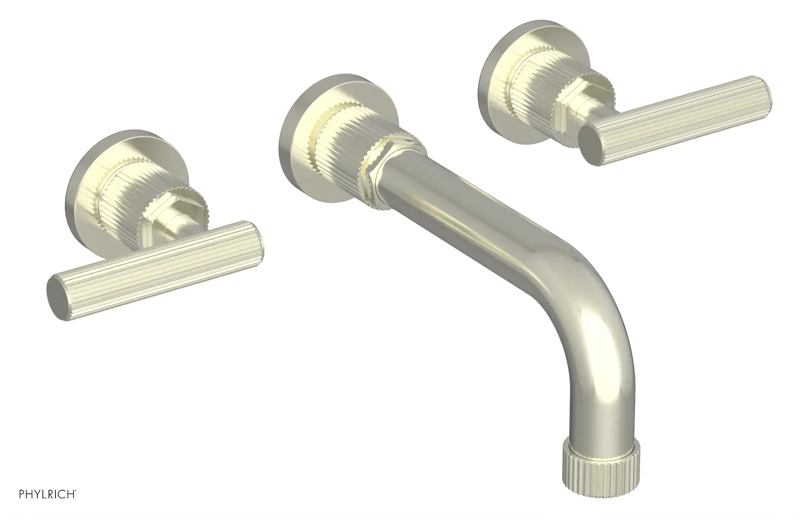 Phylrich Dustrie Grooved 7 5/8" Spout Wall Lavatory Set with Lever Handle by Phylrich