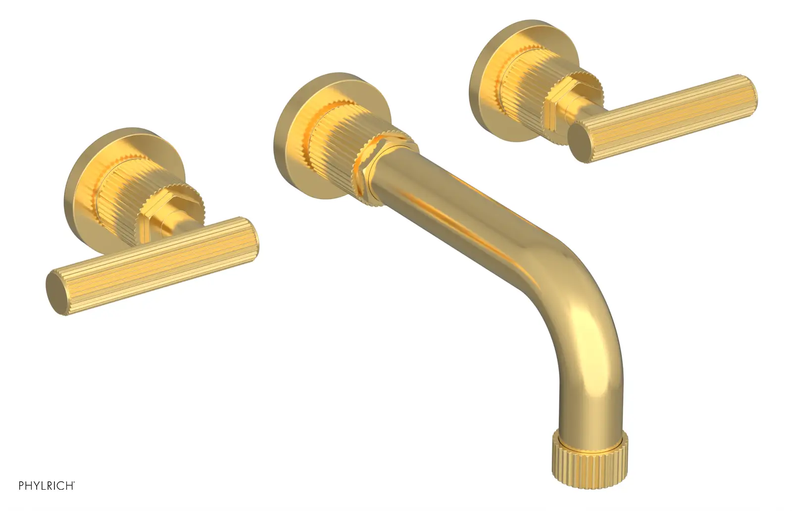 Phylrich Dustrie Grooved 7 5/8" Spout Wall Lavatory Set with Lever Handle by Phylrich