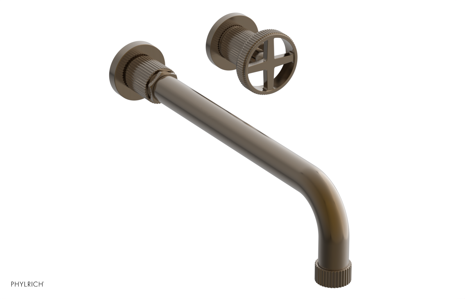 Phylrich Dustrie Grooved 12" Spout Single Handle Wall Lavatory Set