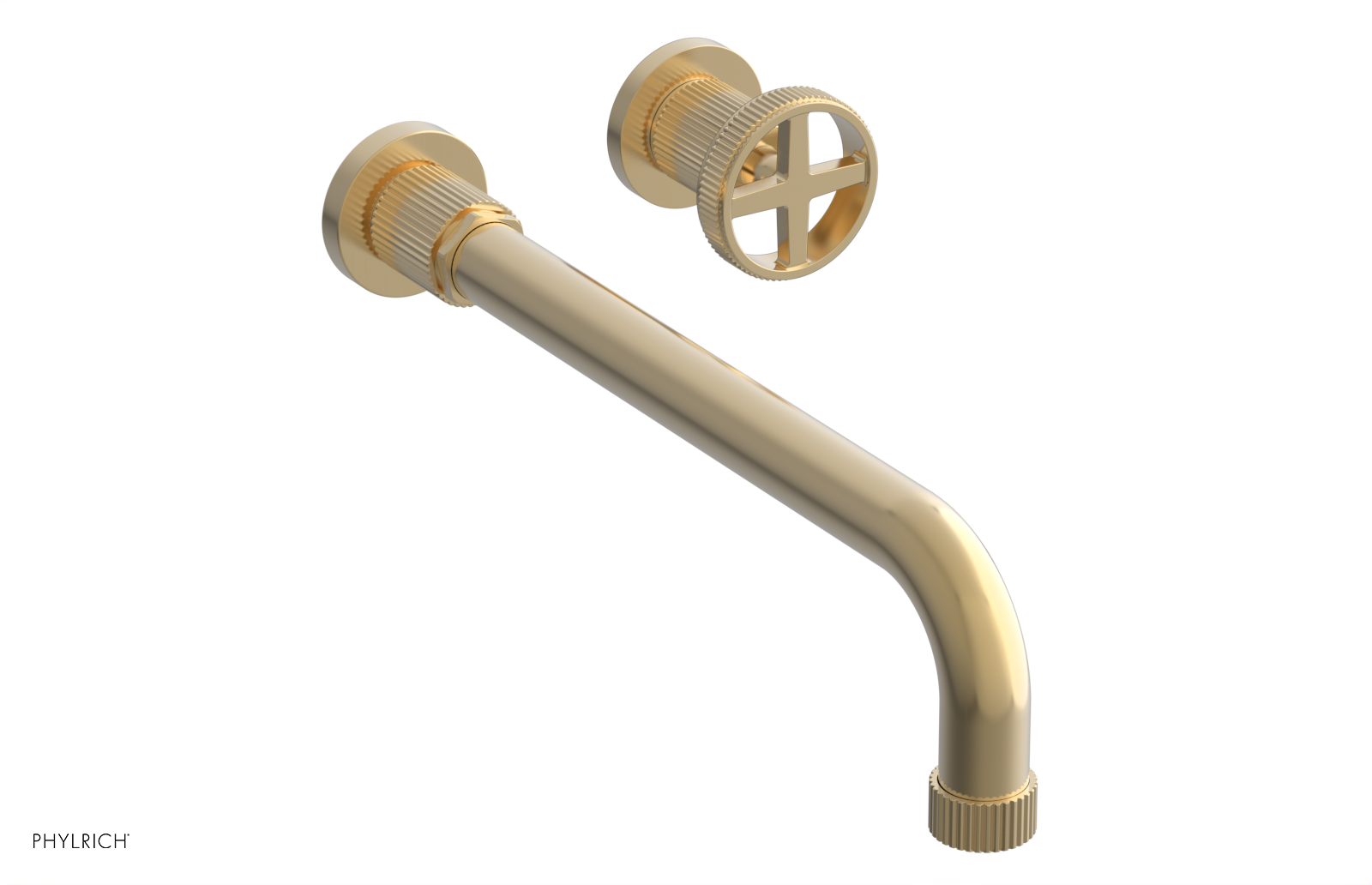 Phylrich Dustrie Grooved 12" Spout Single Handle Wall Lavatory Set