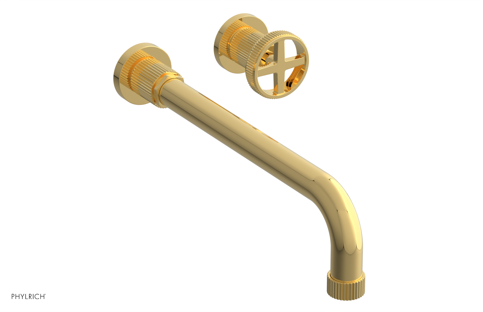 Phylrich Dustrie Grooved 12" Spout Single Handle Wall Lavatory Set