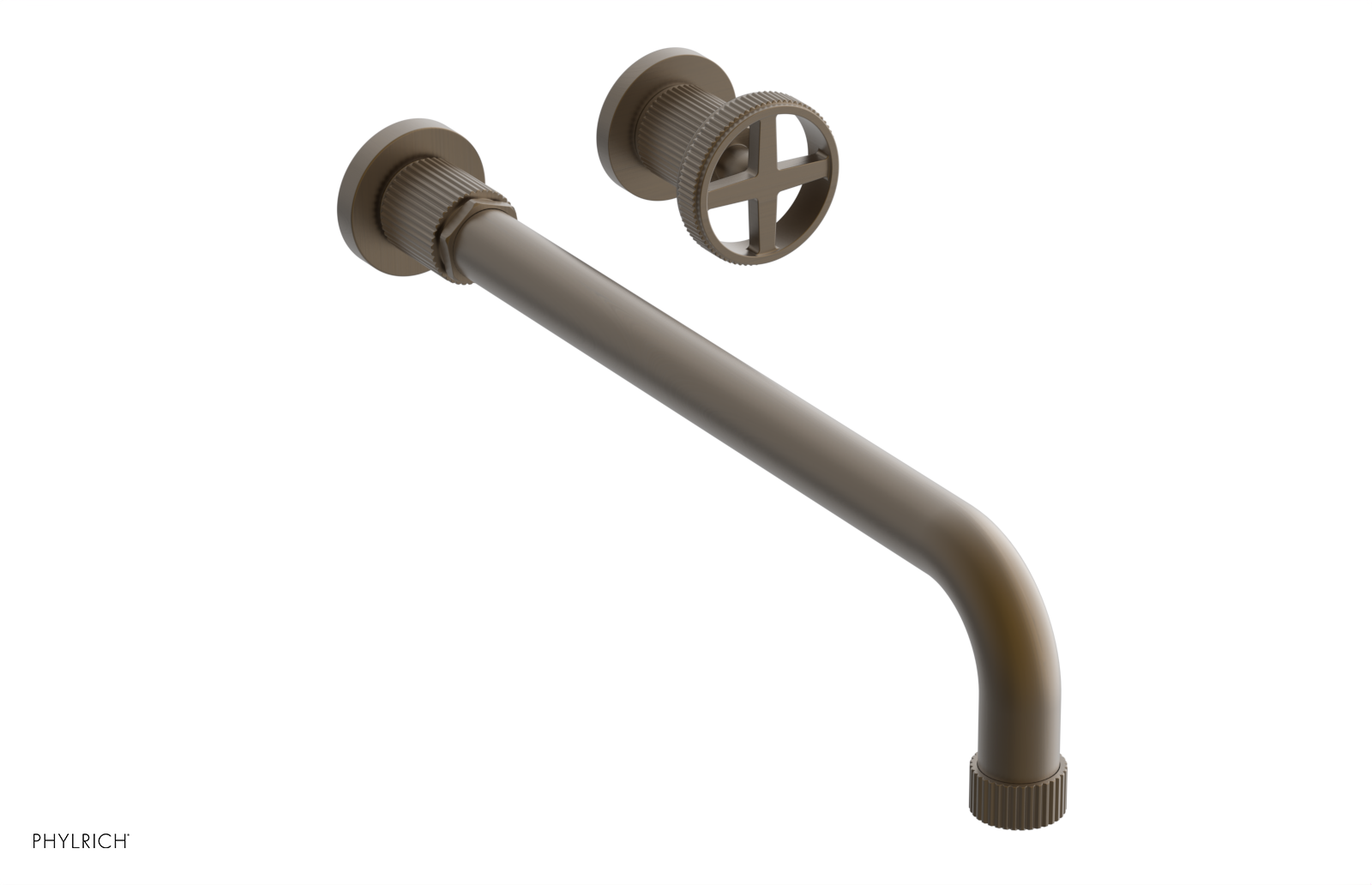 Phylrich Dustrie Grooved 14" Spout Single Handle Wall Lavatory Set