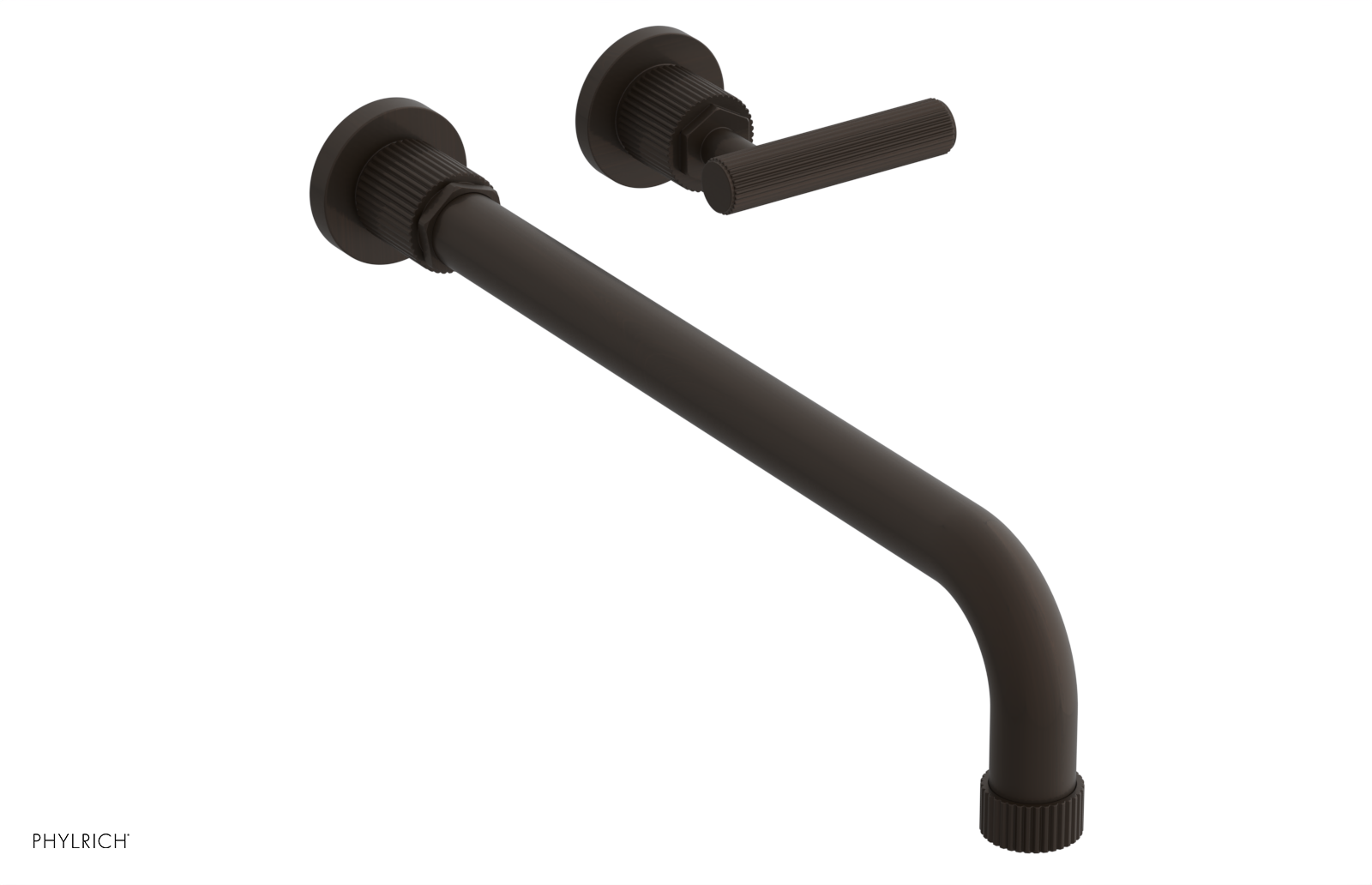 Phylrich Dustrie Grooved 14" Spout Single Handle Wall Lavatory Set