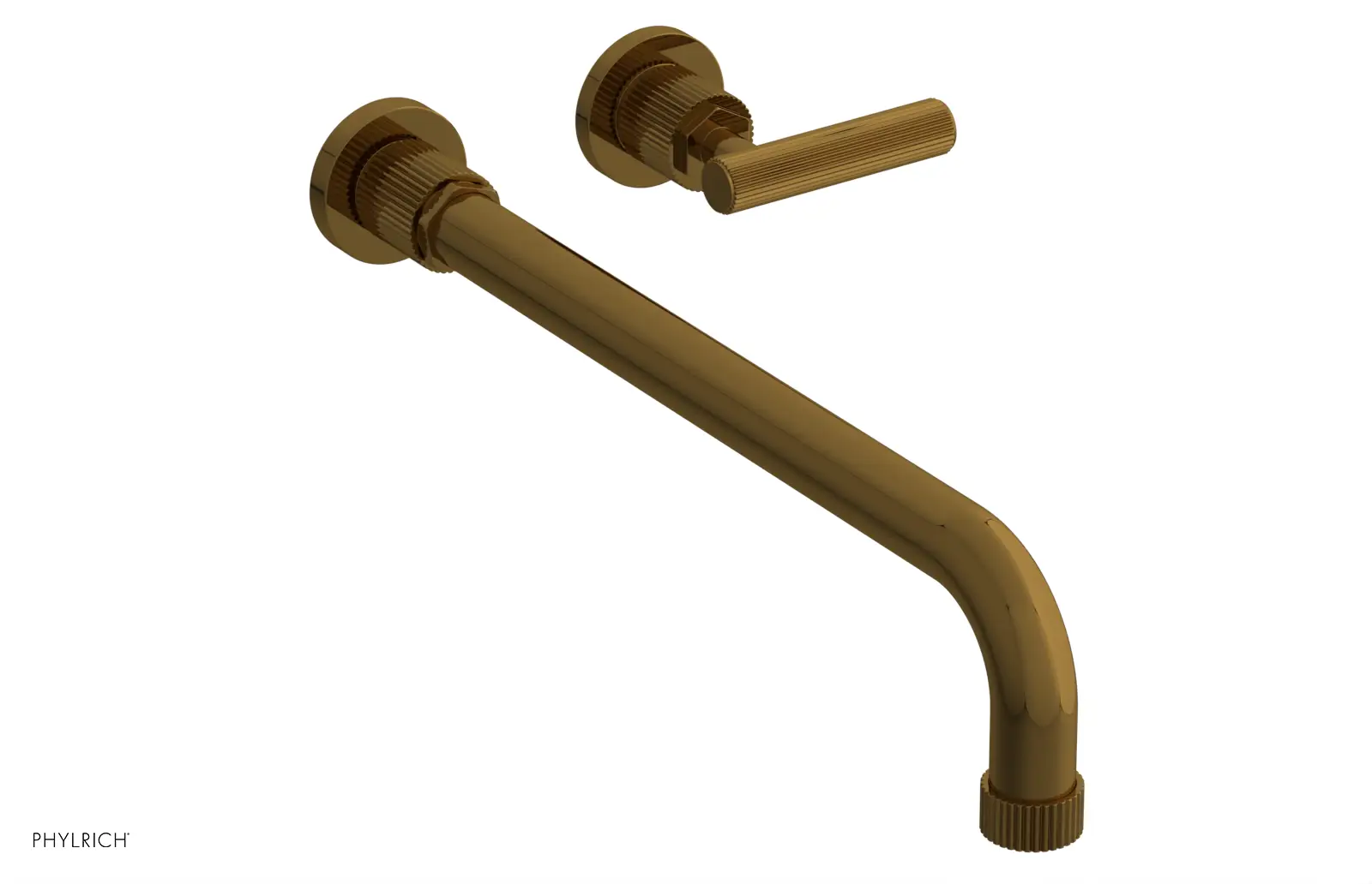 Phylrich Dustrie Grooved 14" Spout Single Handle Wall Lavatory Set by Phylrich