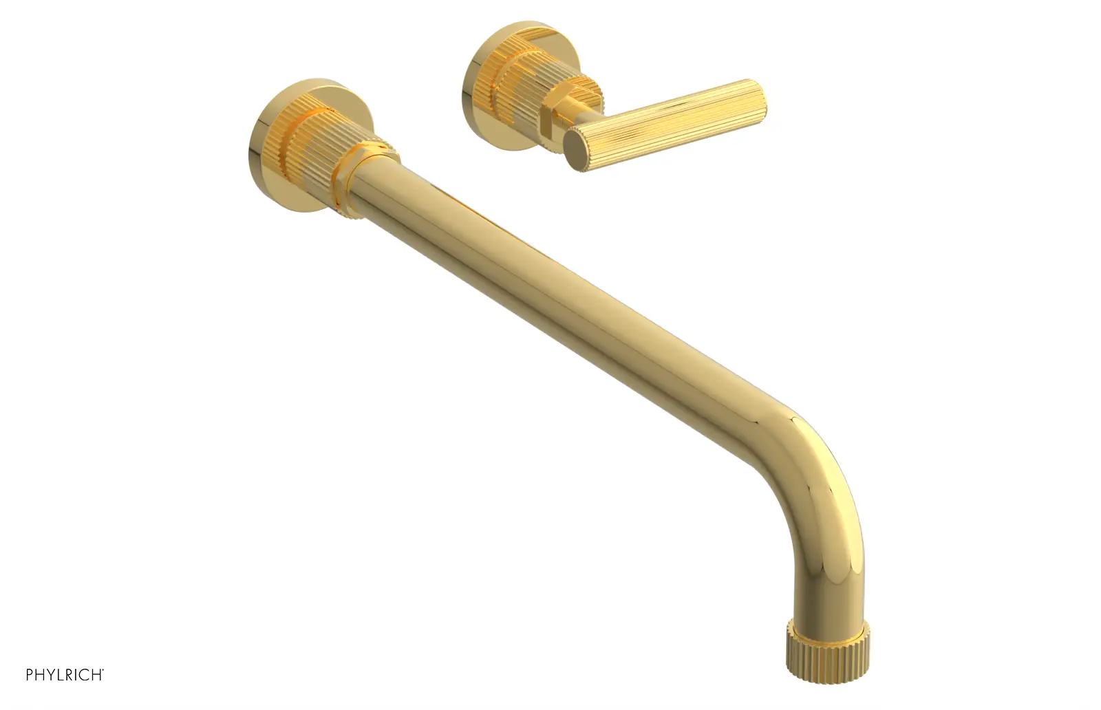 Phylrich Dustrie Grooved 14" Spout Single Handle Wall Lavatory Set by Phylrich