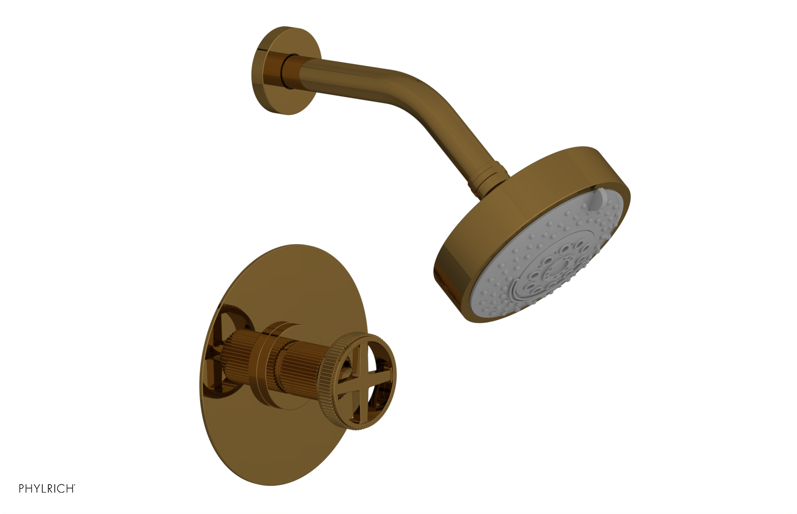 Phylrich Dustrie Grooved Pressure Balance Shower Set with Cross Handle by Phylrich