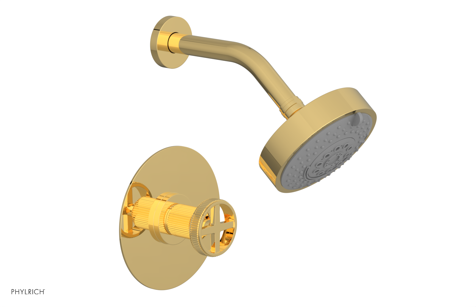Phylrich Dustrie Grooved Pressure Balance Shower Set with Cross Handle