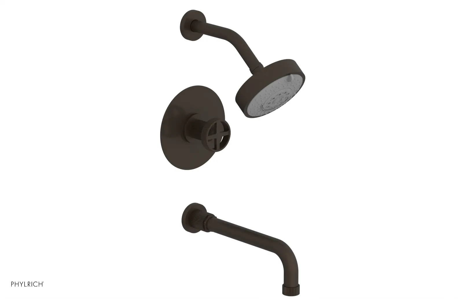 Phylrich Dustrie Grooved 10" Spout Pressure Balance Tub and Shower Set with Cross Handle by Phylrich