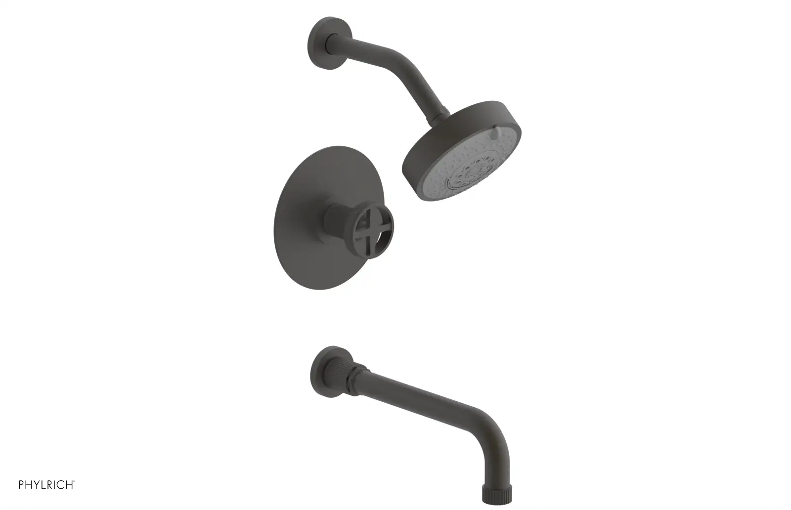 Phylrich Dustrie Grooved 10" Spout Pressure Balance Tub and Shower Set with Cross Handle by Phylrich