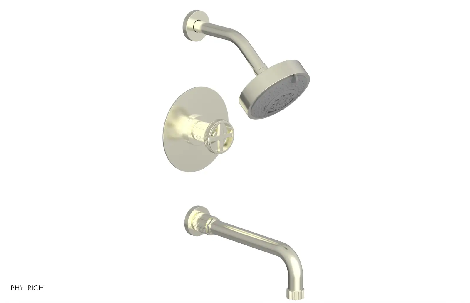 Phylrich Dustrie Grooved 10" Spout Pressure Balance Tub and Shower Set with Cross Handle by Phylrich