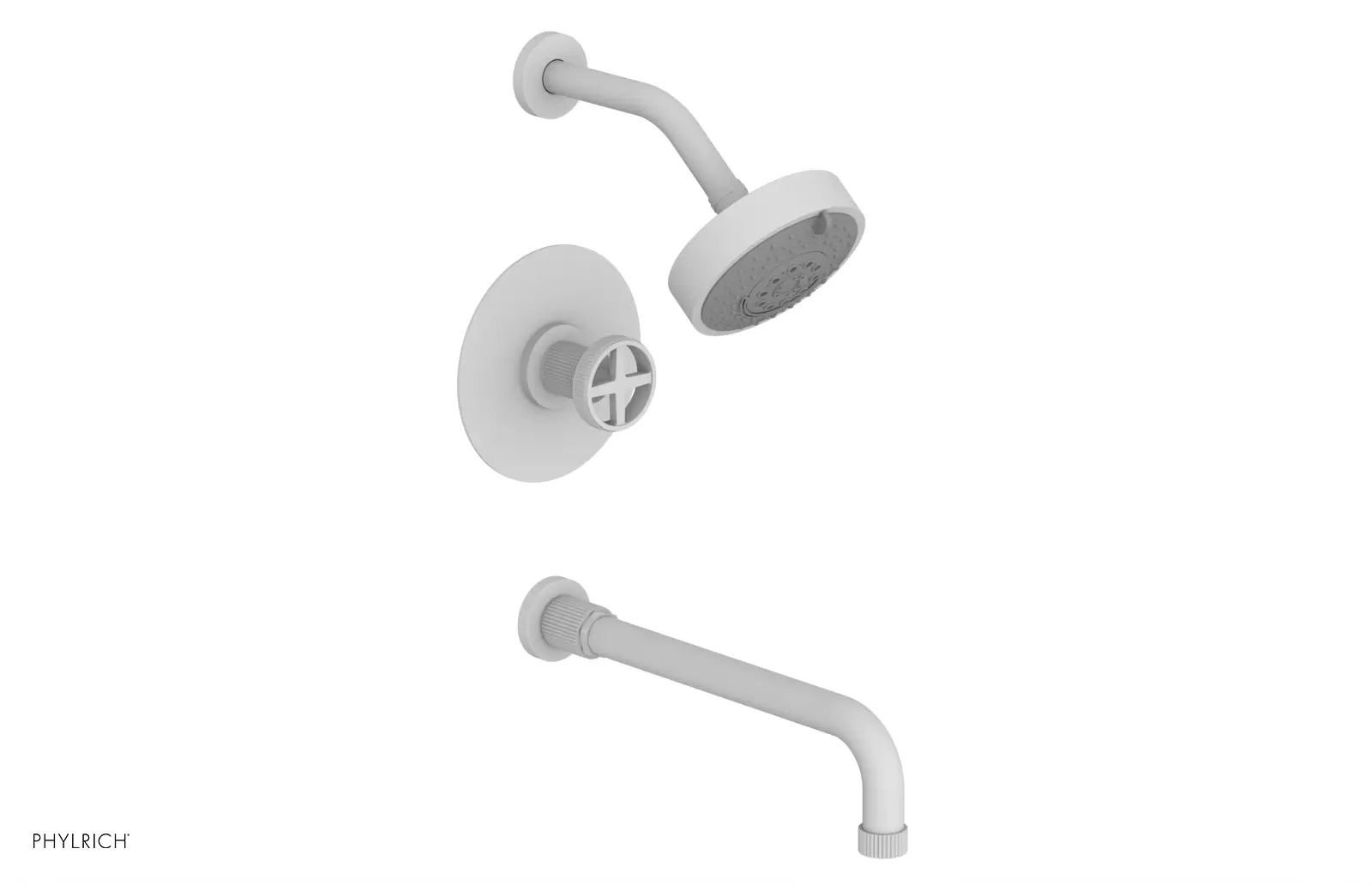 Phylrich Dustrie Grooved 12" Spout Pressure Balance Tub and Shower Set with Cross Handle by Phylrich