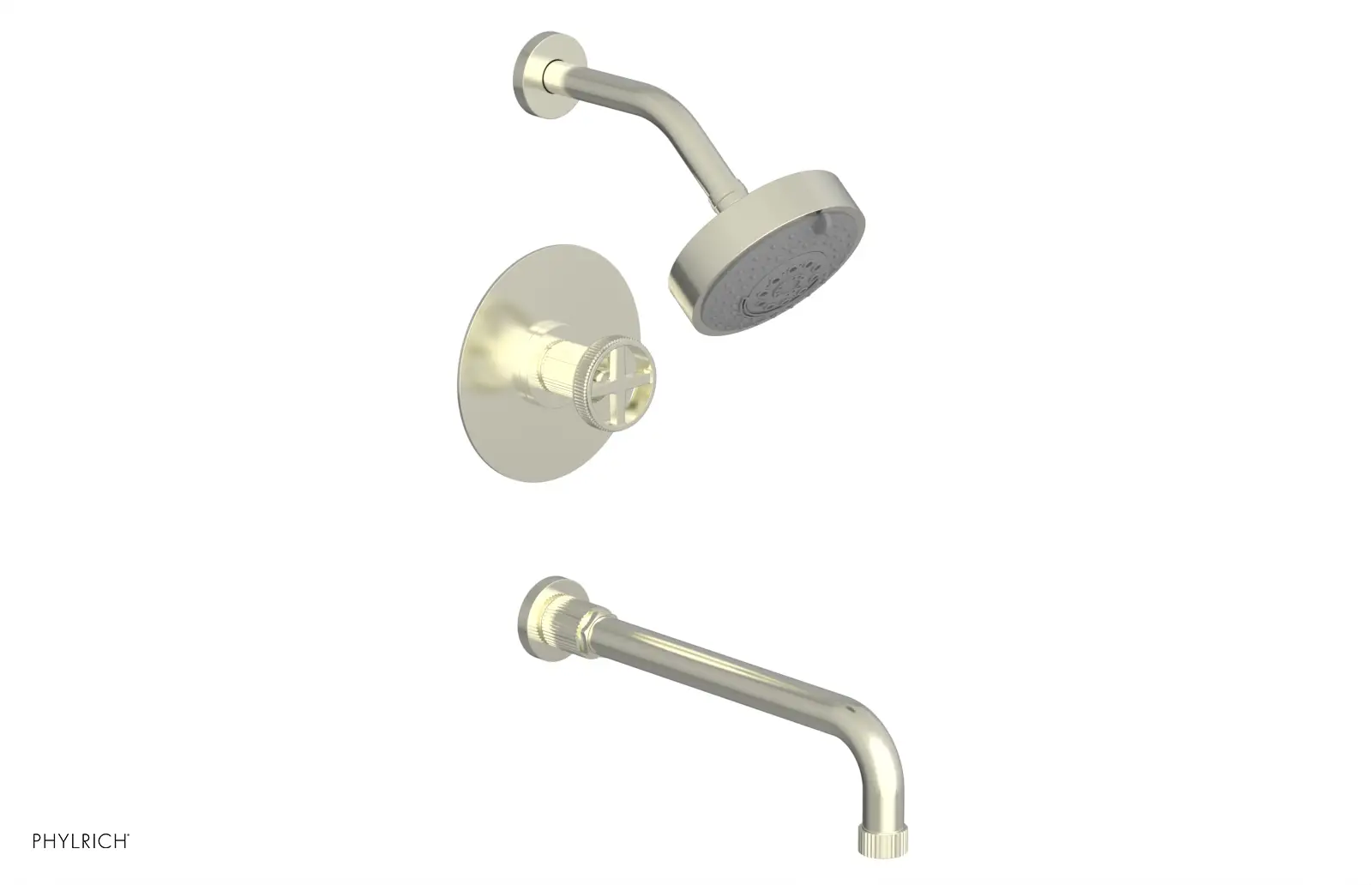 Phylrich Dustrie Grooved 12" Spout Pressure Balance Tub and Shower Set with Cross Handle by Phylrich