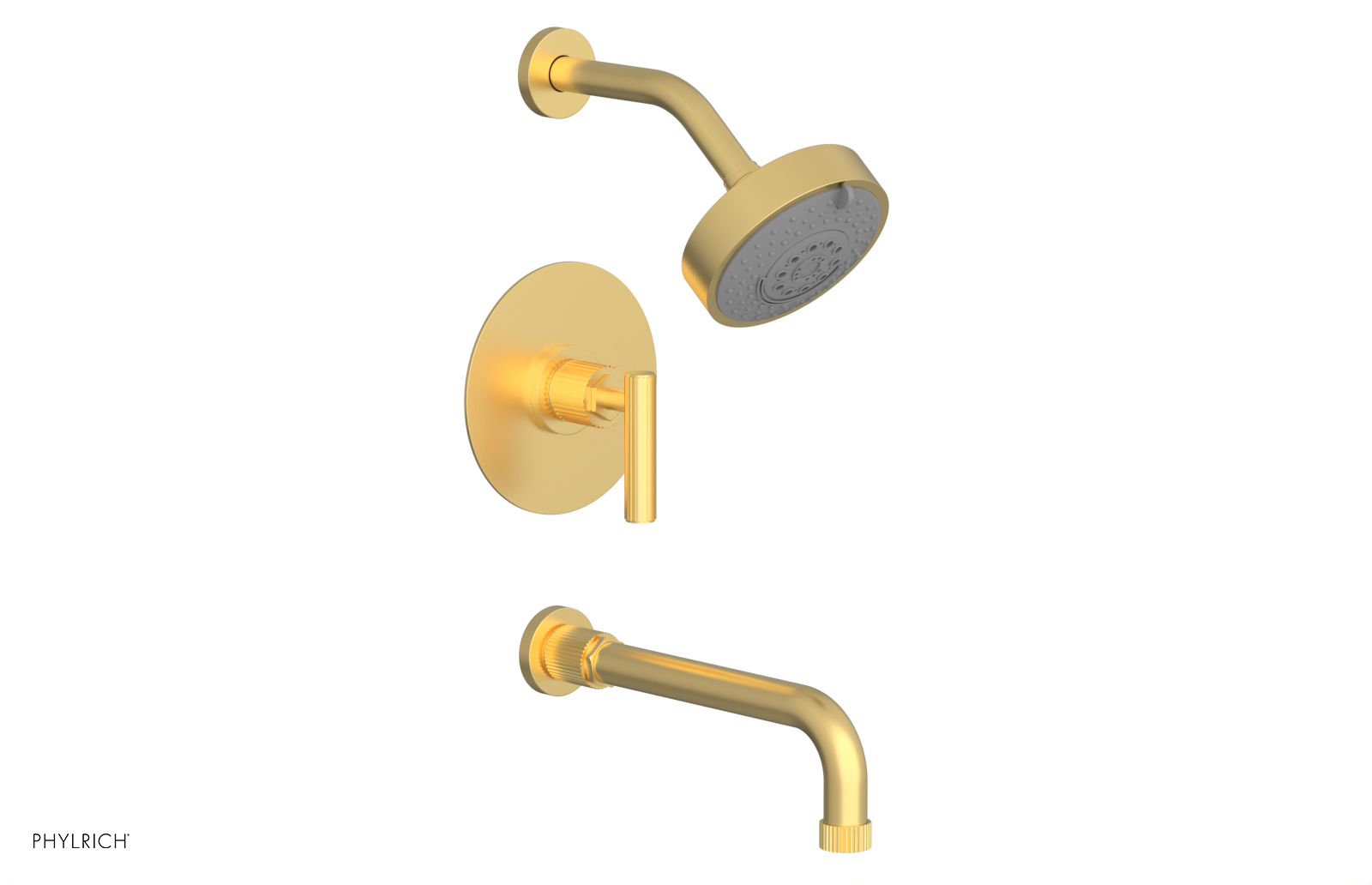 Phylrich Dustrie Grooved 10" Spout Pressure Balance Tub and Shower Set with Lever Handle