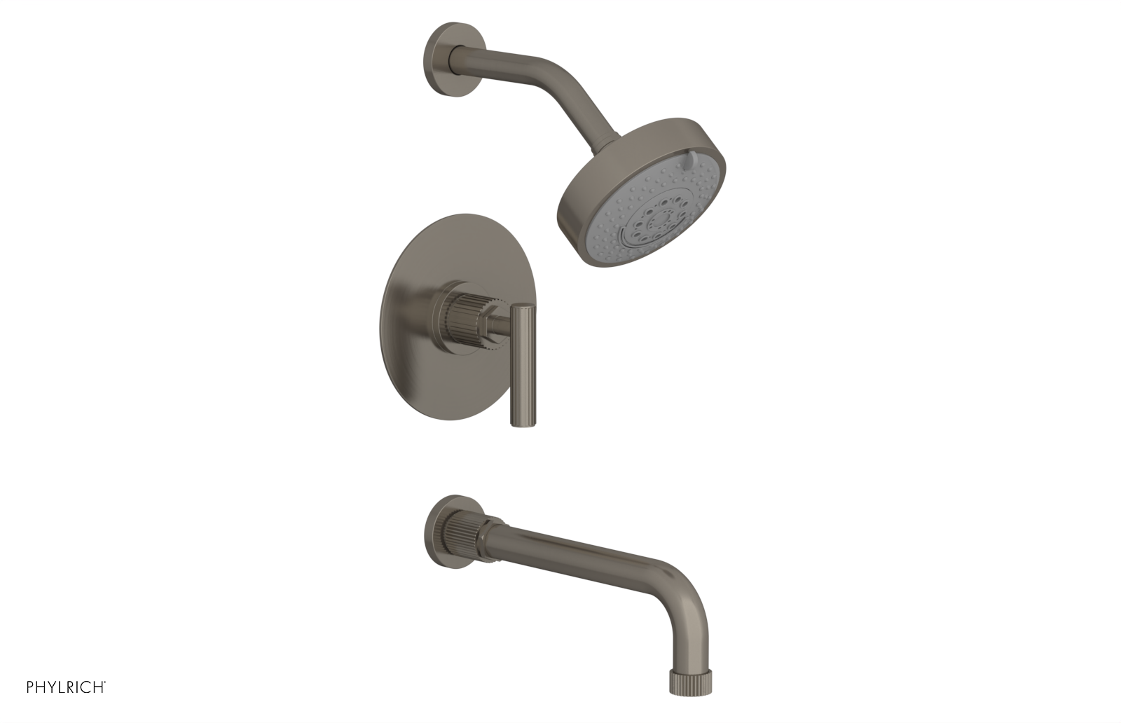 Phylrich Dustrie Grooved 10" Spout Pressure Balance Tub and Shower Set with Lever Handle